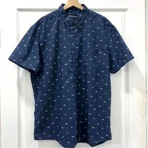 Molokai Blue Shark Pattern Mens Button Up Shirt Size XXL